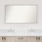 Eva White Silver Narrow Non-Beveled Custom Framed Bathroom Vanity Wall Mirror